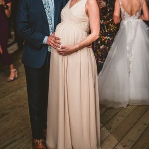 Champagne maternity bridesmaid dress from Revelry